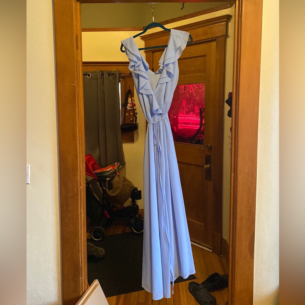 Aura Blue Wrap Dress from Red Dress Boutique